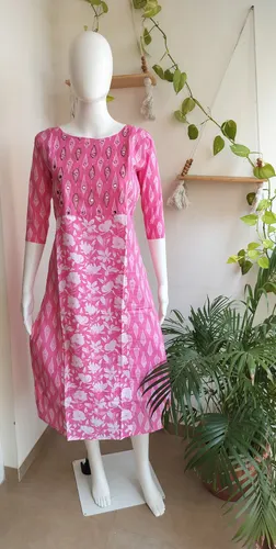 Pure Cotton Handwork Kurti - Pink